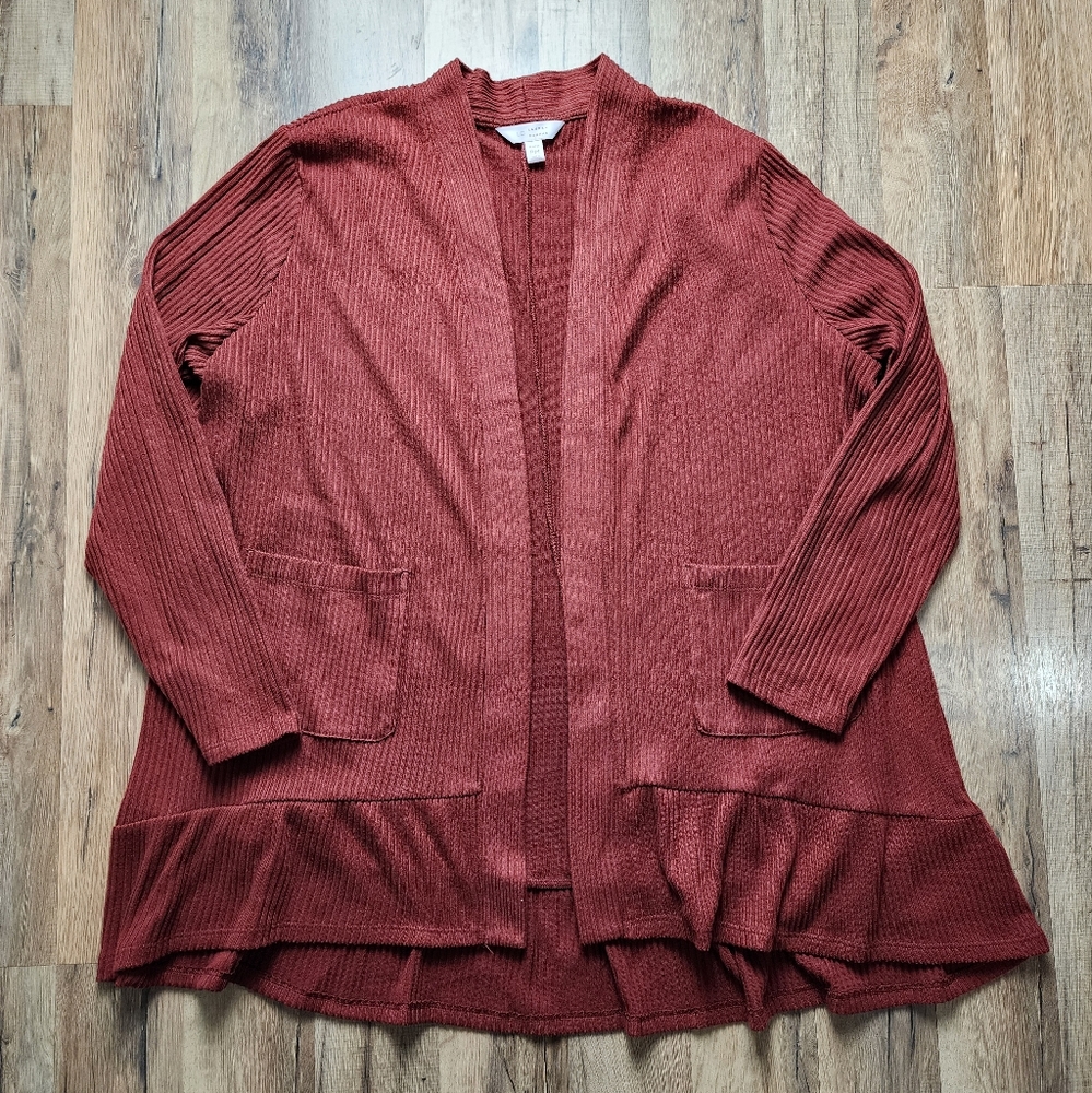 Women's LC Lauren Conrad Ruffle-Hem Layering Cardigan Size Petite Medium